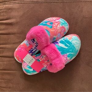 Lilly Pulitzer NWT Plush Clara Slippers in Seaside Carnival size 7/8